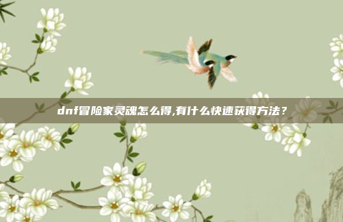 dnf冒险家灵魂怎么得,有什么快速获得方法？