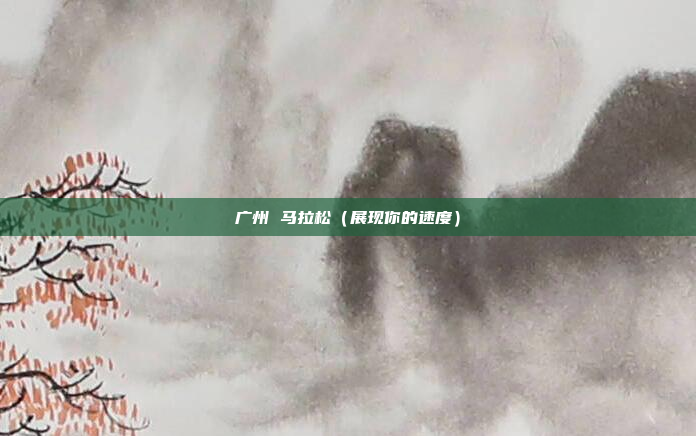 广州 马拉松（展现你的速度）