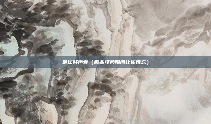 足球好声音（哪些经典瞬间让你难忘）