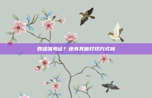 四级准考证？还有其他打印方式吗
