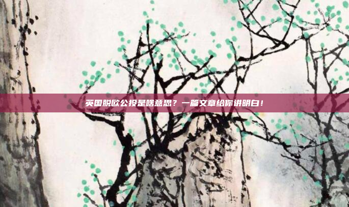 英国脱欧公投是啥意思？一篇文章给你讲明白！