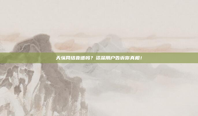 天纵网络靠谱吗？资深用户告诉你真相！