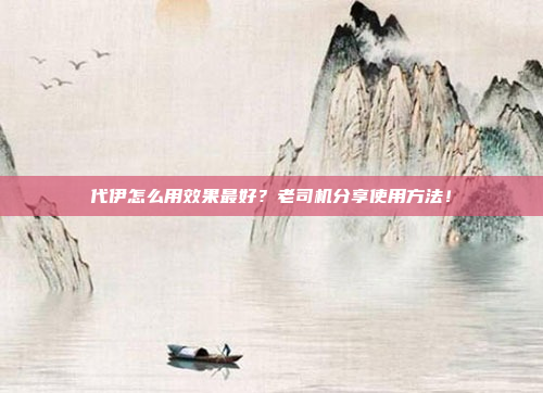 代伊怎么用效果最好？老司机分享使用方法！