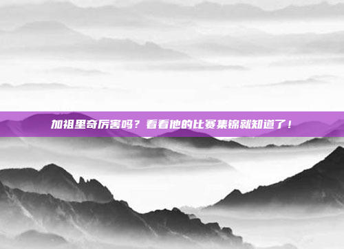 加祖里奇厉害吗？看看他的比赛集锦就知道了！