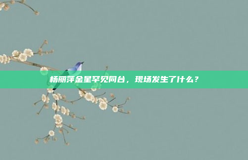 杨丽萍金星罕见同台,现场发生了什么?