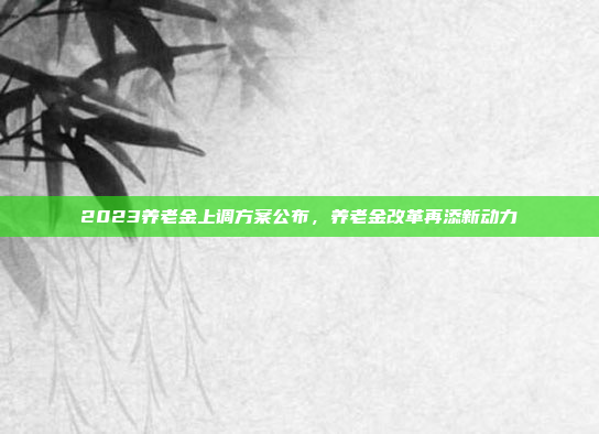 2023养老金上调方案公布，养老金改革再添新动力