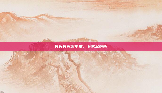 鼻头鼻翼缩小术，专家全解析