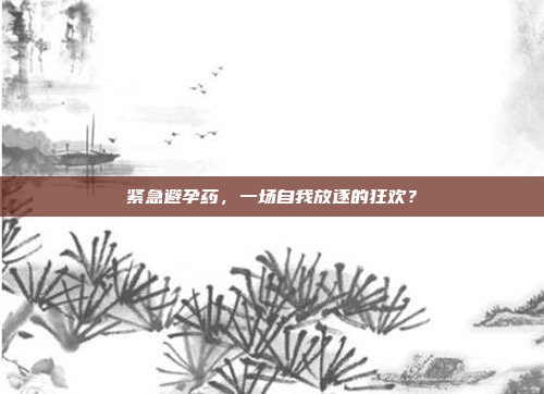 紧急避孕药，一场自我放逐的狂欢？