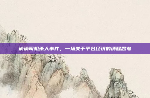 滴滴司机杀人事件，一场关于平台经济的清醒思考
