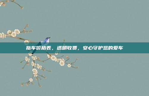 拖车价格表，透明收费，安心守护您的爱车