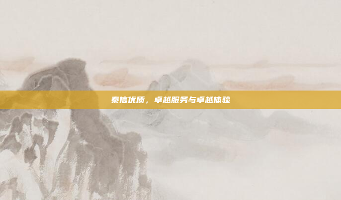 泰信优质，卓越服务与卓越体验