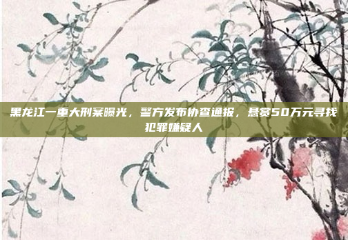 黑龙江一重大刑案曝光，警方发布协查通报，悬赏50万元寻找犯罪嫌疑人