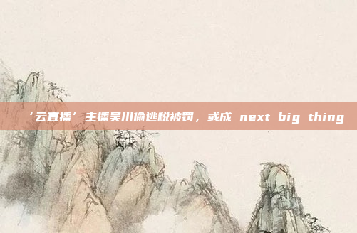 ‘云直播’主播吴川偷逃税被罚，或成 next big thing