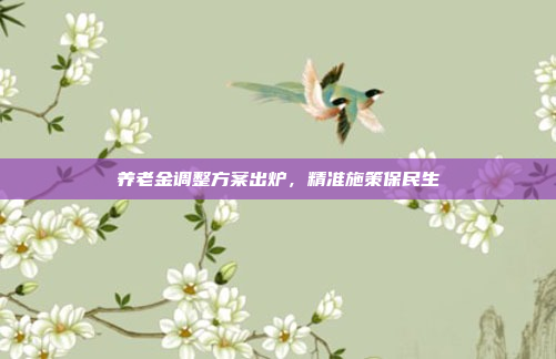 养老金调整方案出炉，精准施策保民生