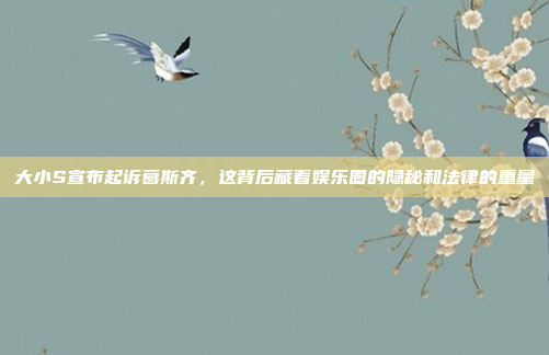 大小S宣布起诉葛斯齐，这背后藏着娱乐圈的隐秘和法律的重量