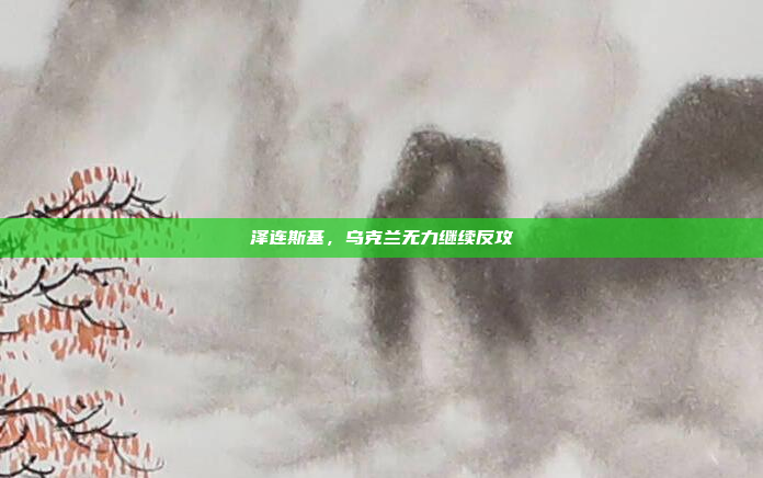 泽连斯基，乌克兰无力继续反攻