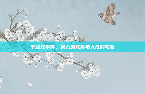 于晓光事件，权力的代价与人性的考验