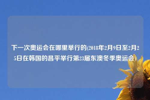 下一次奥运会在哪里举行的(2018年2月9日至2月25日在韩国的昌平举行第23届东澳冬季奥运会)