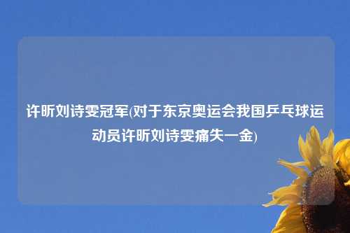 许昕刘诗雯冠军(对于东京奥运会我国乒乓球运动员许昕刘诗雯痛失一金)