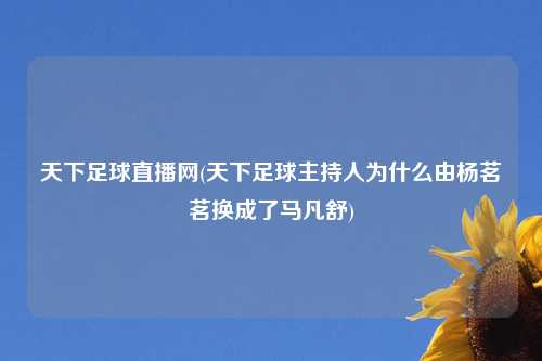 天下足球直播网(天下足球主持人为什么由杨茗茗换成了马凡舒)