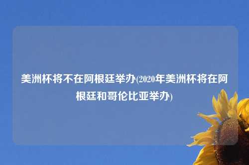 美洲杯将不在阿根廷举办(2020年美洲杯将在阿根廷和哥伦比亚举办)