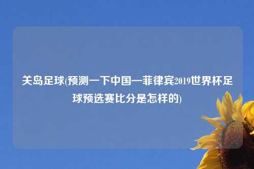 关岛足球(预测一下中国—菲律宾2019世界杯足球预选赛比分是怎样的)