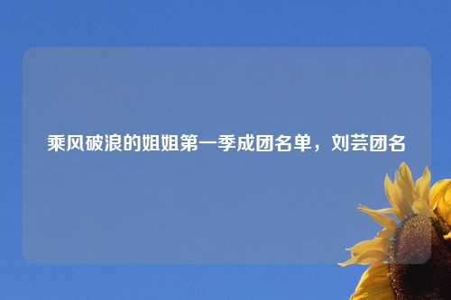 乘风破浪的姐姐第一季成团名单，刘芸团名